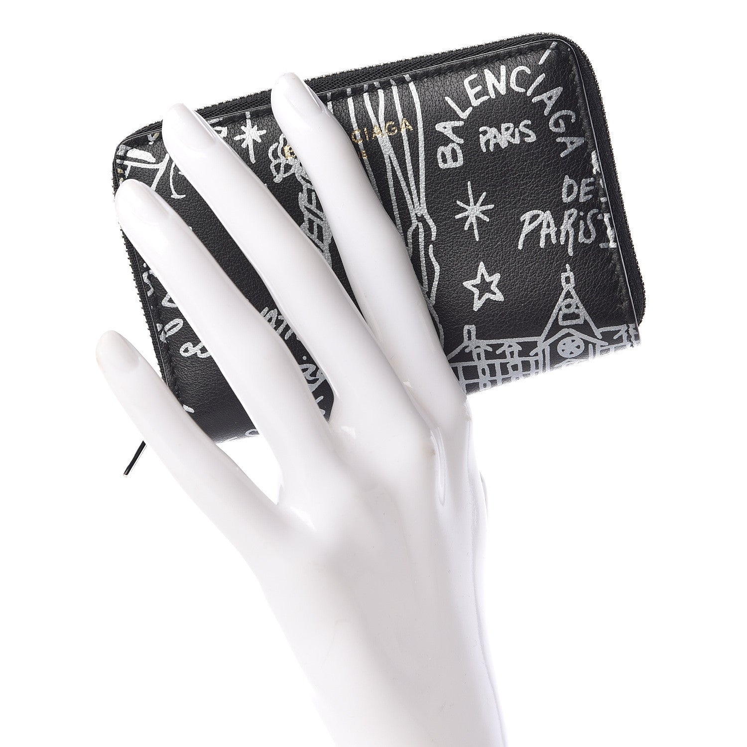 Balenciaga Calfskin Printed Tattoo Card Case Black 2 of 6