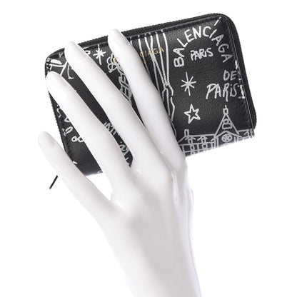 Balenciaga Calfskin Printed Tattoo Card Case Black 2 of 6