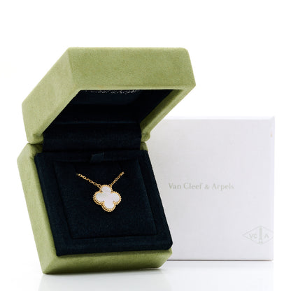 Van Cleef & Arpels 18K Yellow Gold Mother of Pearl Vintage Alhambra Pendant Necklace 6 of 6