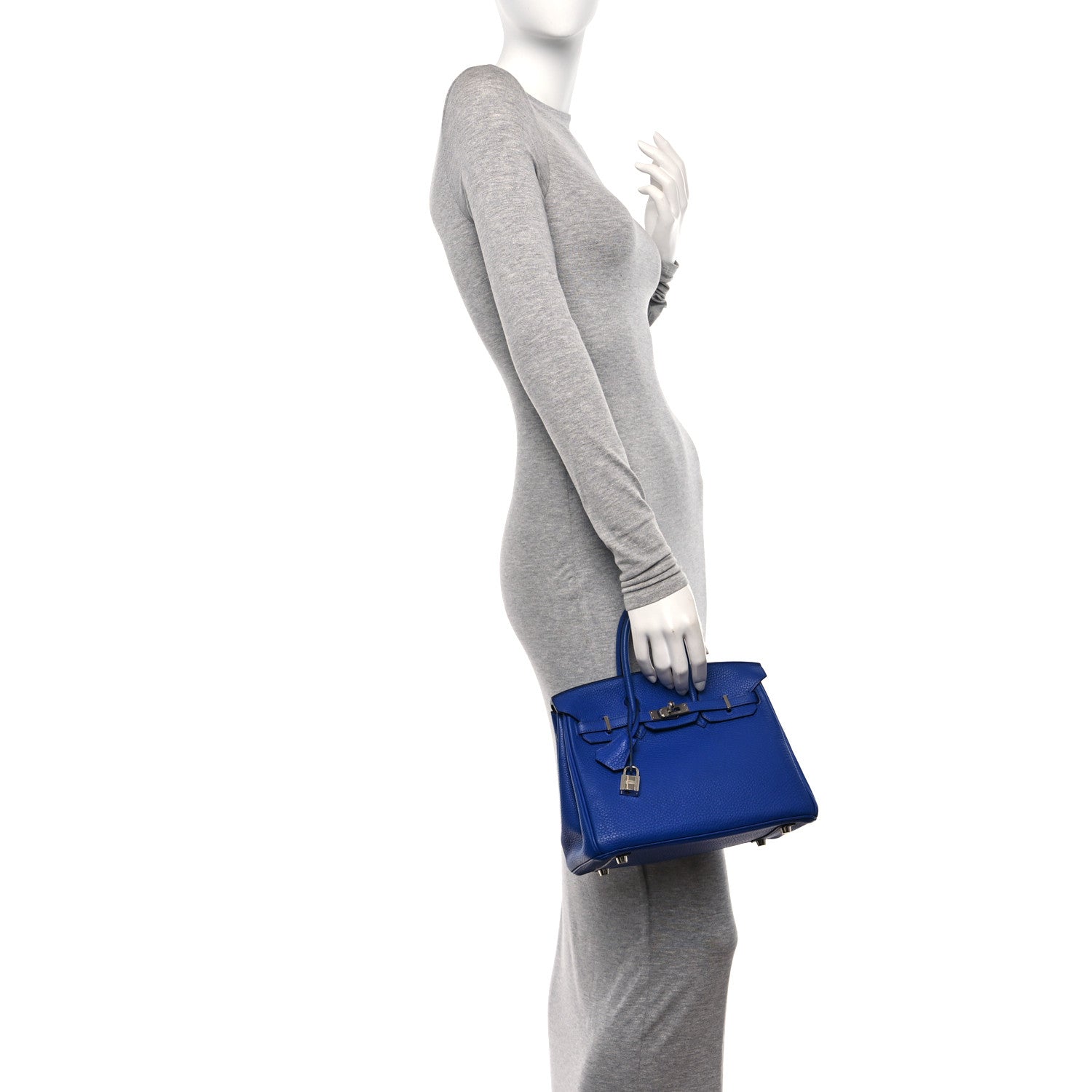 Hermes Taurillon Clemence Birkin 25 Bleu Electrique 2 of 13