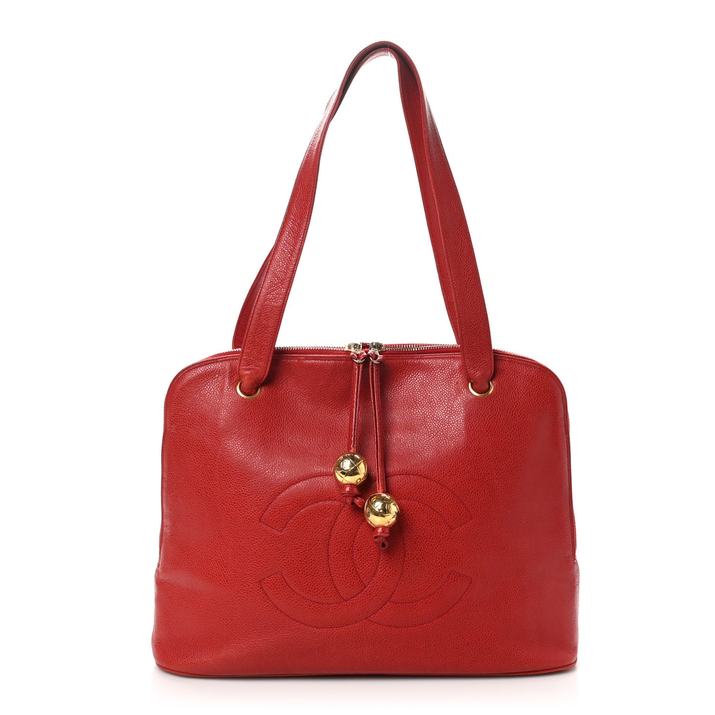 Caviar Large CC Shoulder Bag Red
