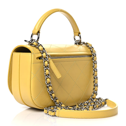Chanel Calfskin Stitched Small Ring My Bag Flap Crossbody Yellow 3 of 10