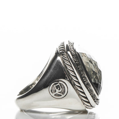 David Yurman Sterling Silver Diamond Prasiolite 17mm Albion Ring 52 6 4 of 5