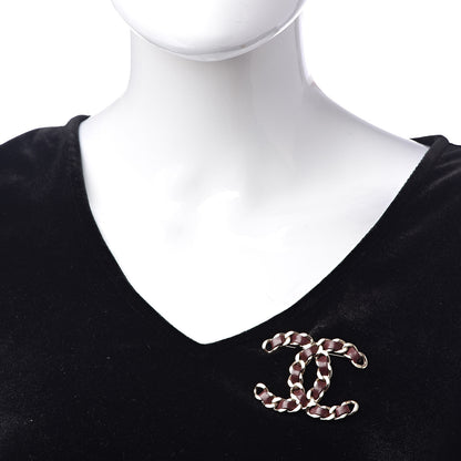 Chanel Lambskin Chain CC Brooch Burgundy 2 of 4