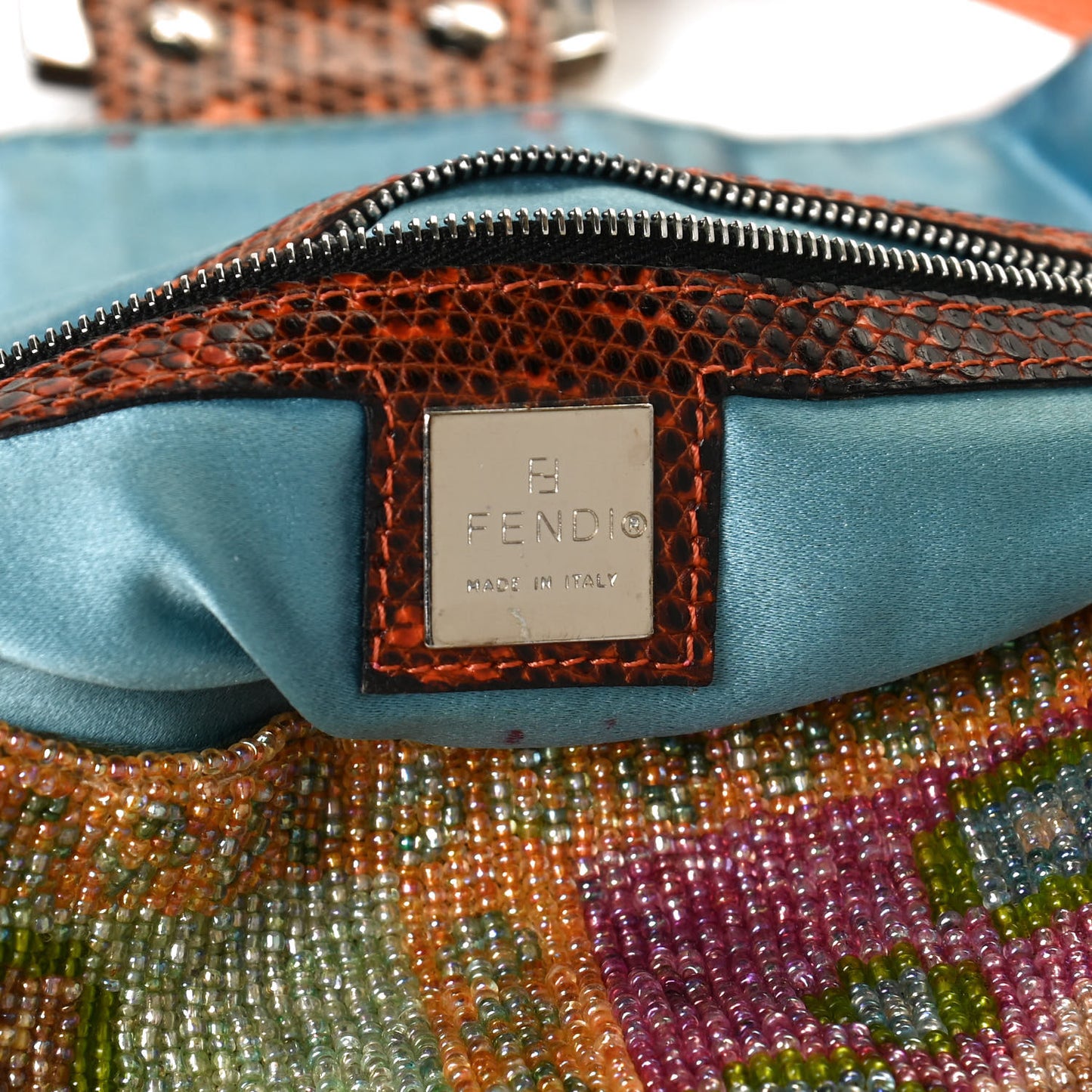 Wool Embroidered Beaded Lizard Baguette