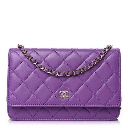 Chanel Lambskin Quilted Wallet On Chain WOC Purple 1 of 10