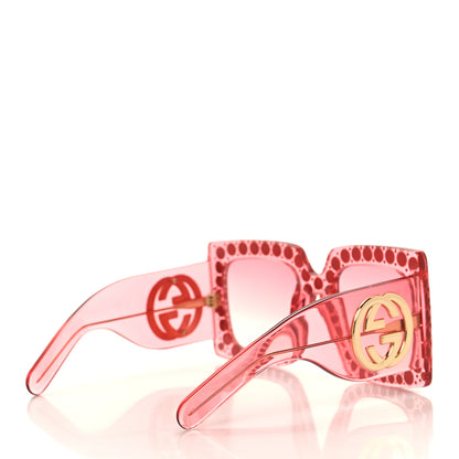 Gucci Acetate Crystal Oversize Sunglasses GG0145S Pink 4 of 7