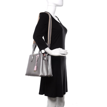 MCM Metallic Grained Calfskin Medium Milla Tote Spike Silver 2 of 8