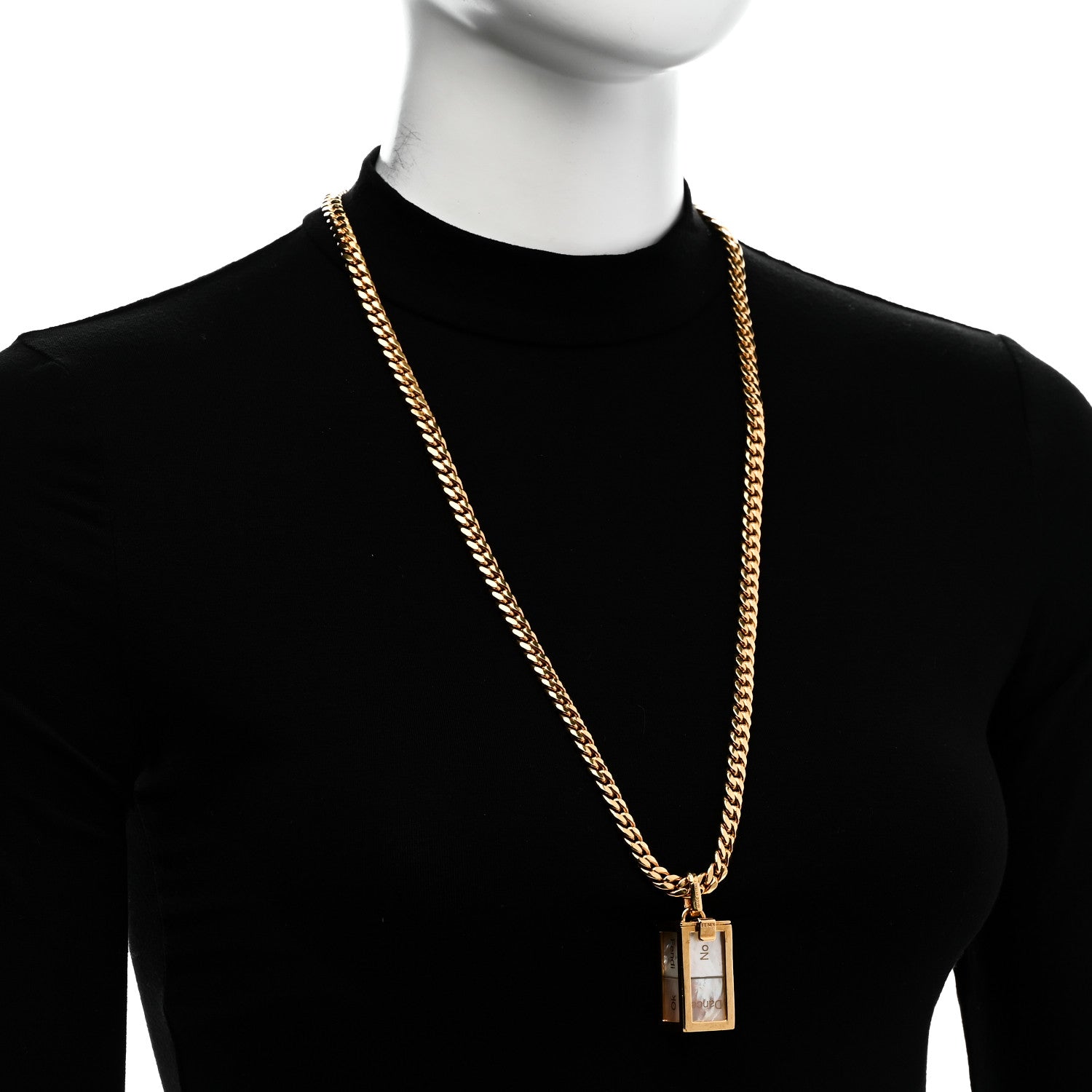 Fendi Metal Cubes Necklace Gold 2 of 5