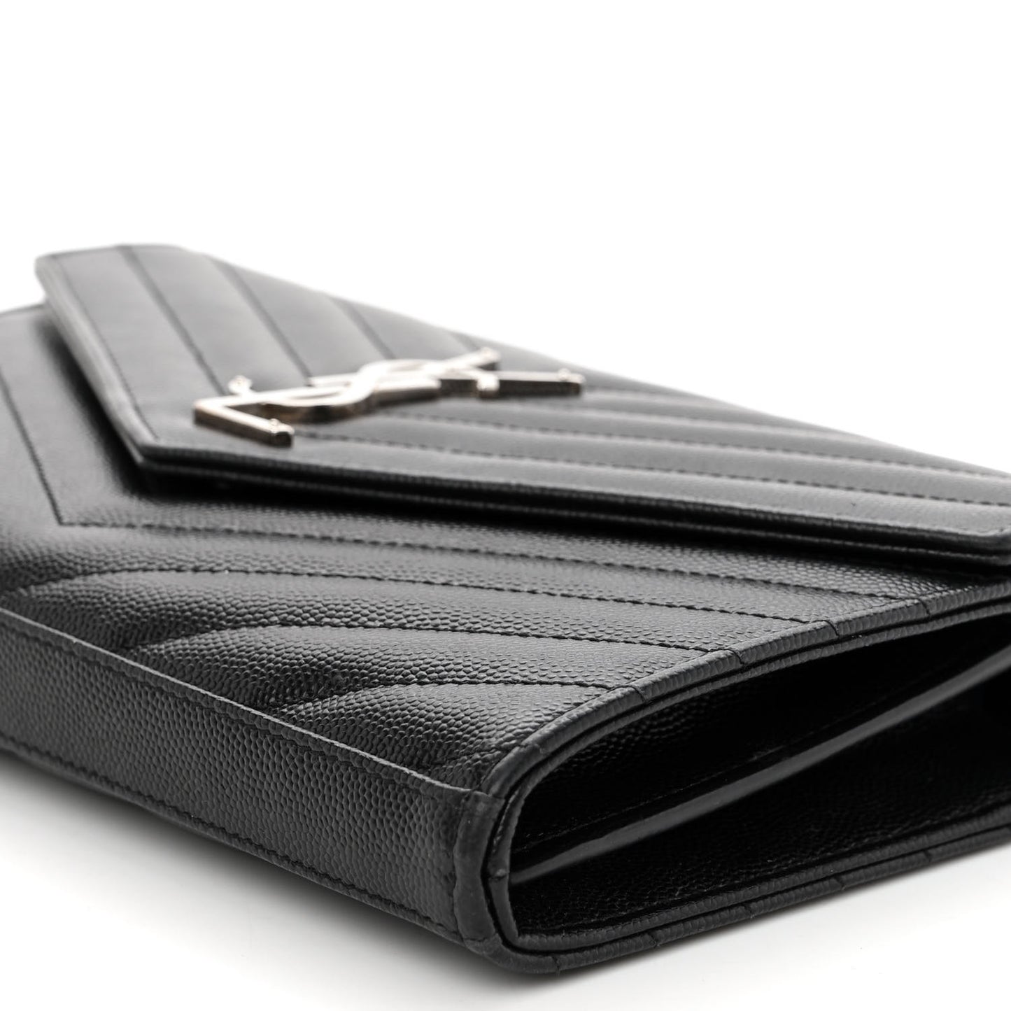 Grain De Poudre Matelasse Chevron Monogram Chain Wallet Black