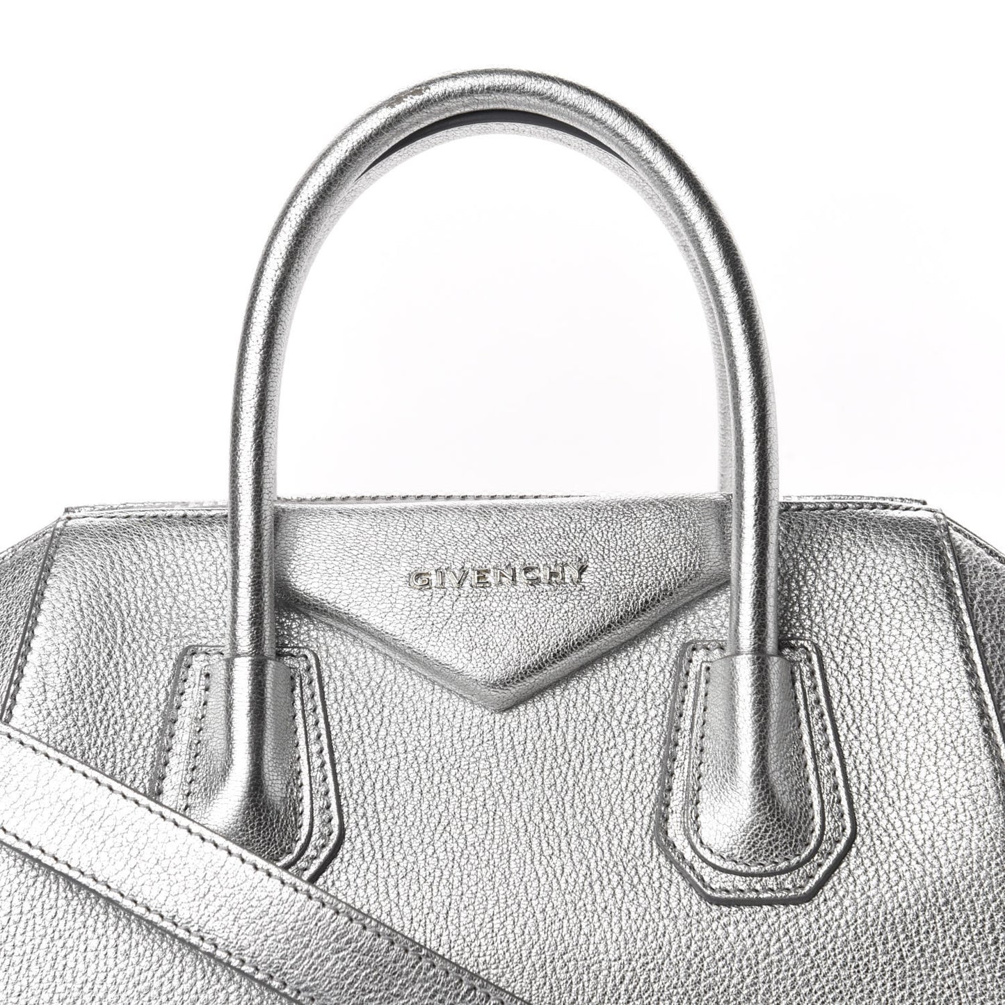 Metallic Sugar Goatskin Small Antigona Silver