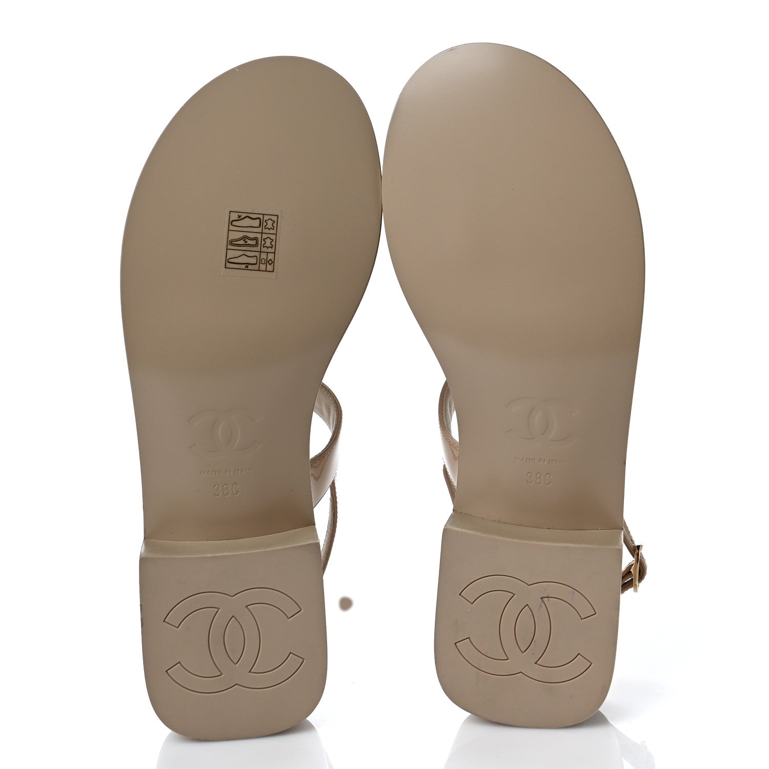 Chanel Lambskin Patent Chain CC Logo Thong Sandals 38 Beige 5 of 9
