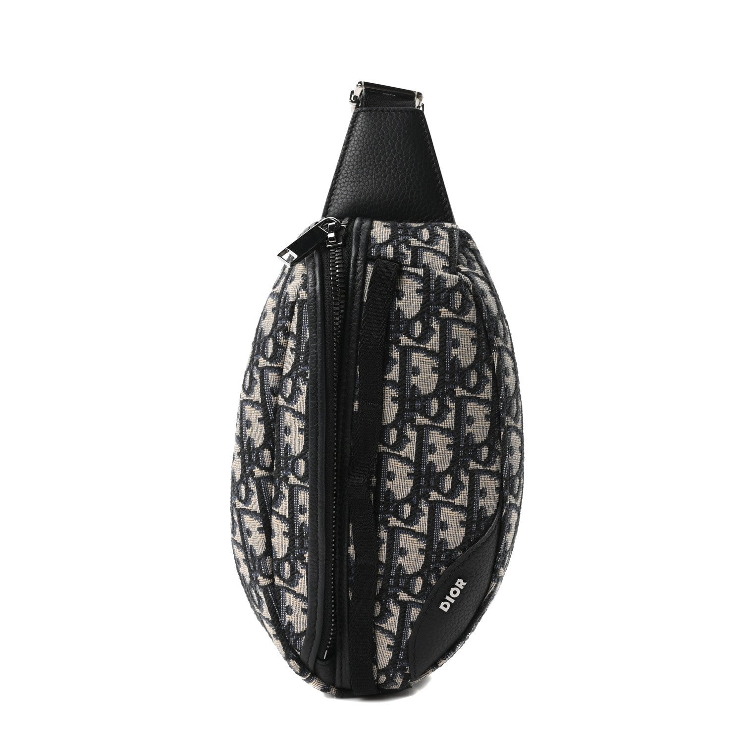 Christian Dior Grained Calfskin Oblique Scarab Sling Bag Blue Black 1 of 10