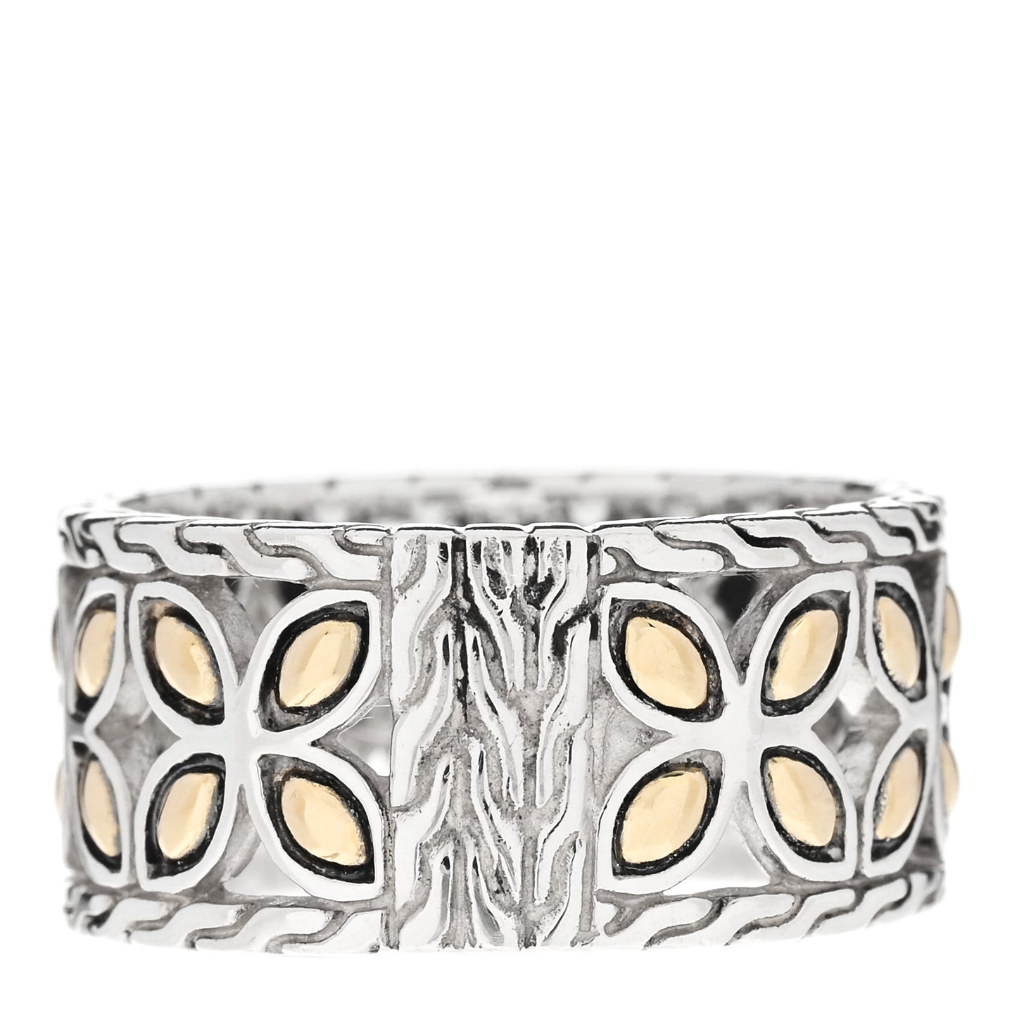 Sterling Silver 18K Yellow Gold Batu Kawung Band Ring 54 7