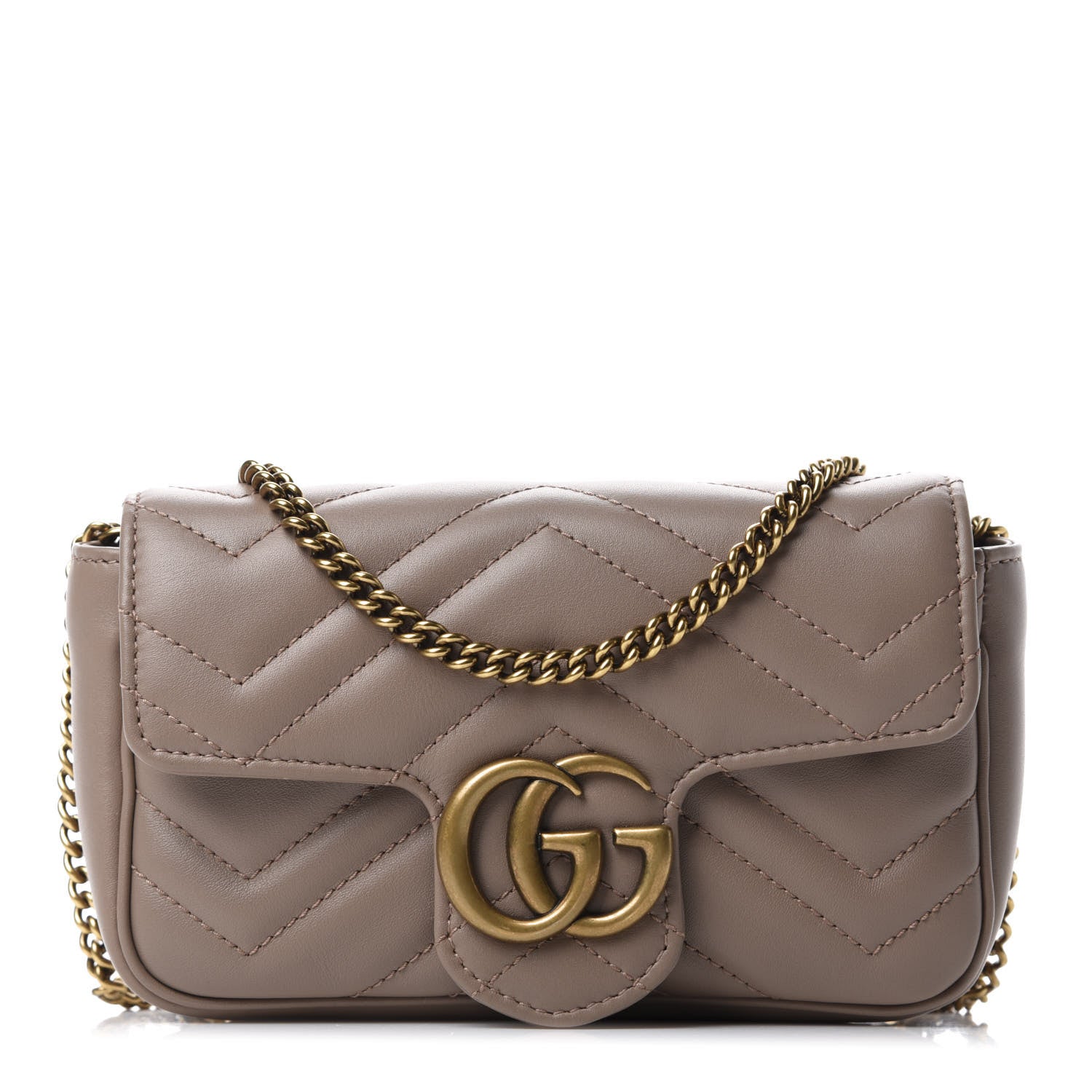 Gucci Calfskin Matelasse Super Mini GG Marmont Shoulder Bag Porcelain Rose 1 of 11