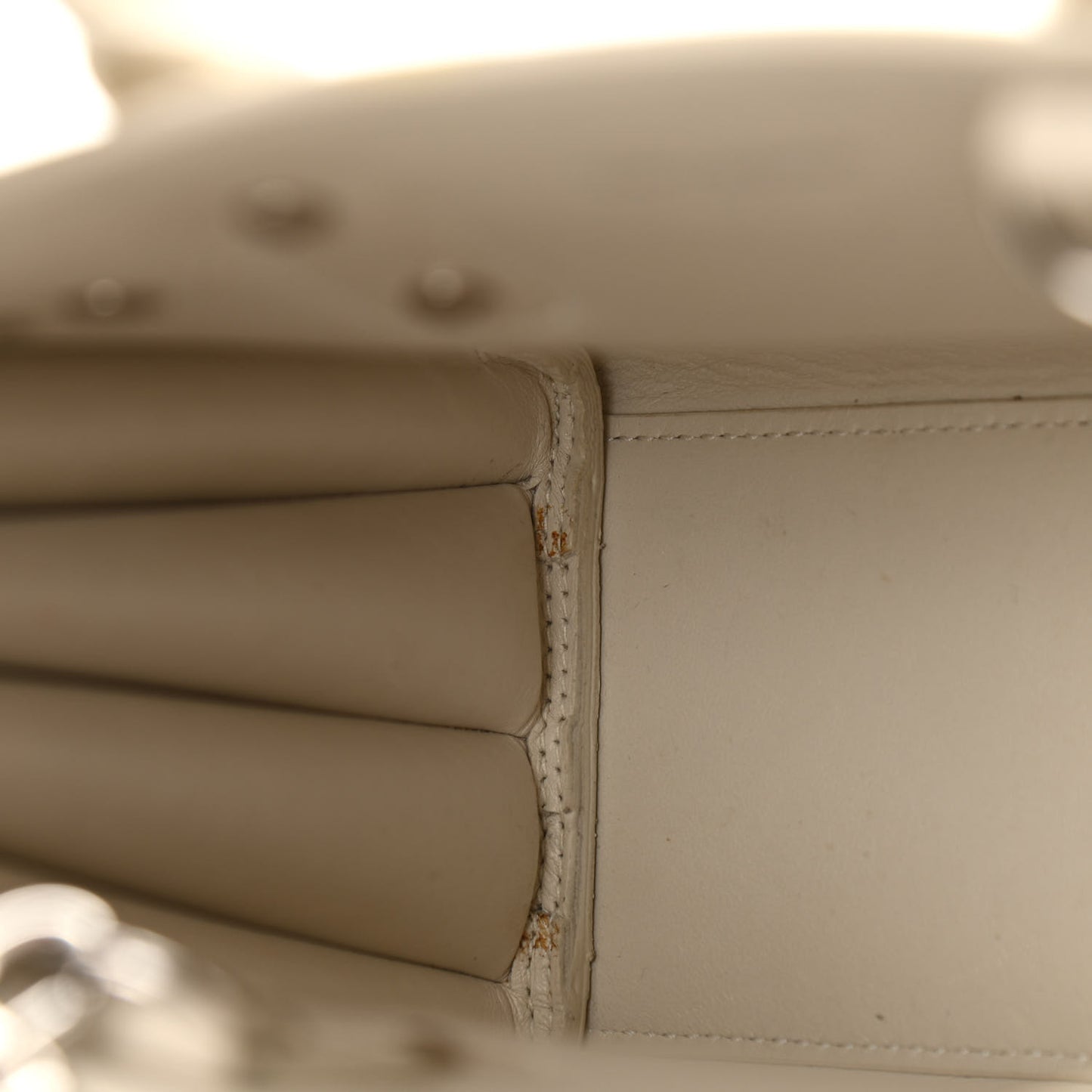 Grained Calfskin Nano Sac de Jour Dove White