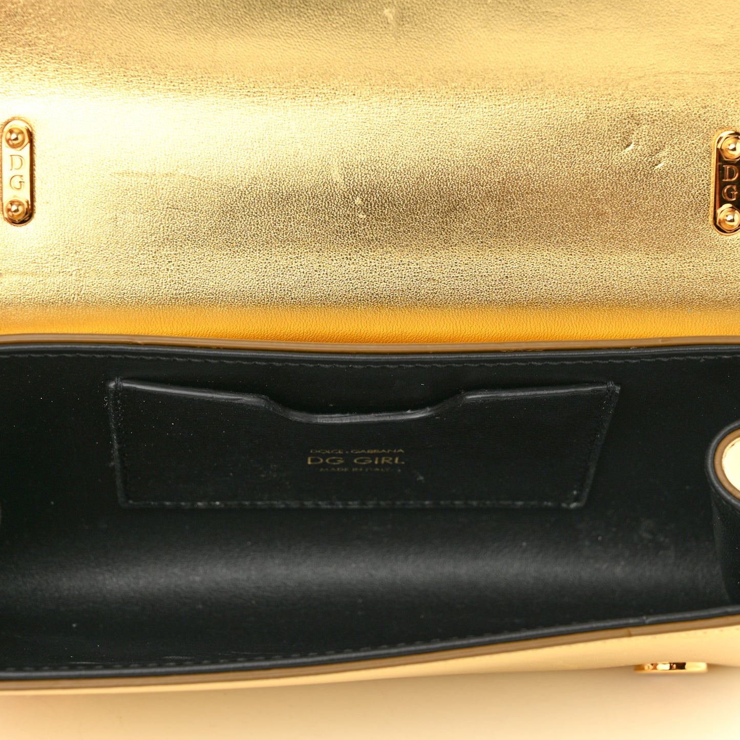 Metallic Calfskin DG Girls Shoulder Bag Gold