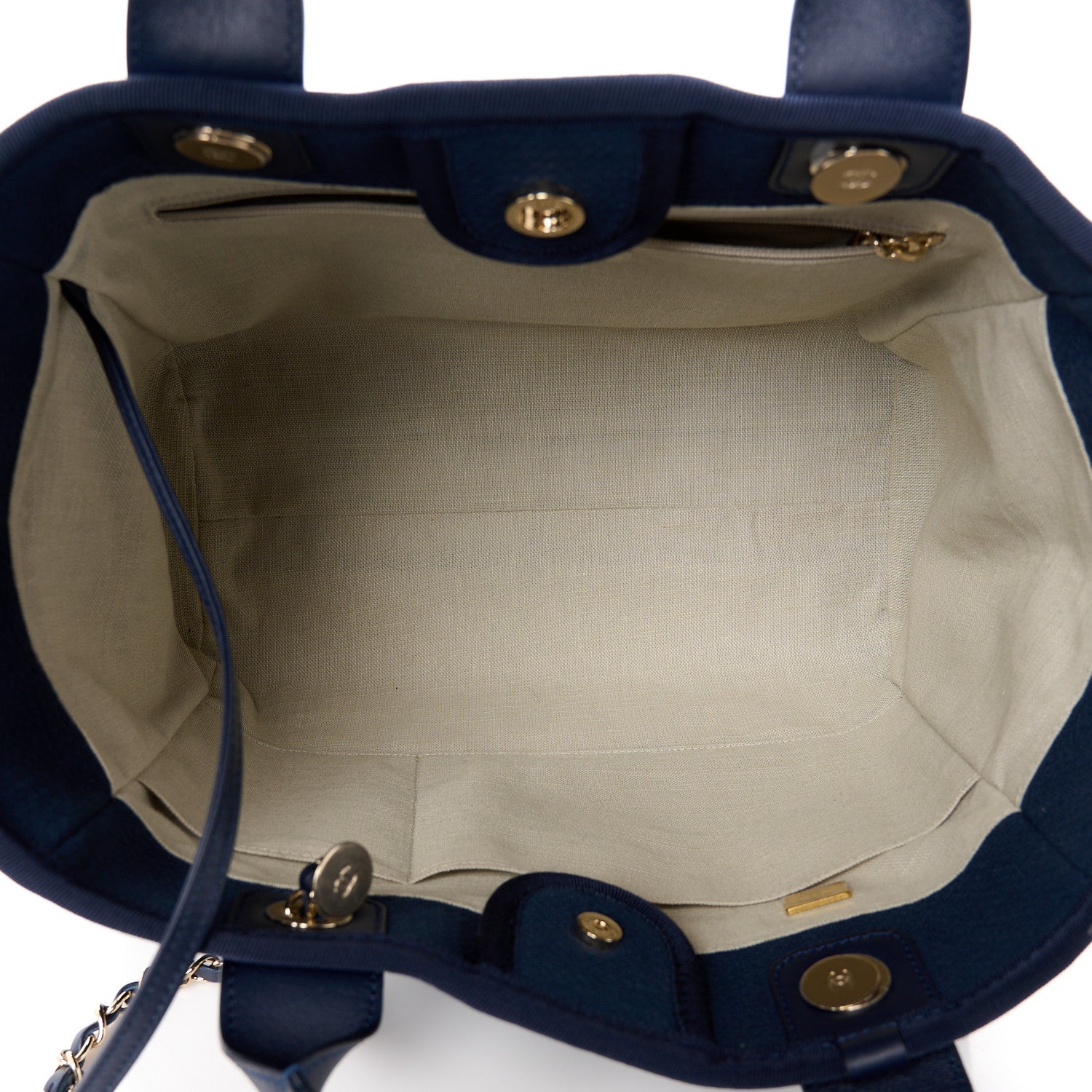 Chanel Mixed Fibers Small Deauville Tote Navy 6 of 13