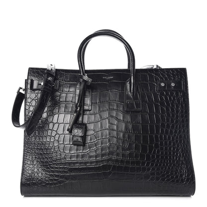 Saint Laurent Calfskin Crocodile Embossed Large Souple Sac De Jour Black 1 of 9