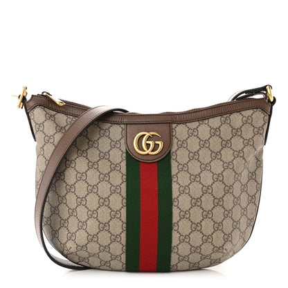 Gucci GG Supreme Monogram Web Small Ophidia Half Moon Hobo Brown 1 of 17