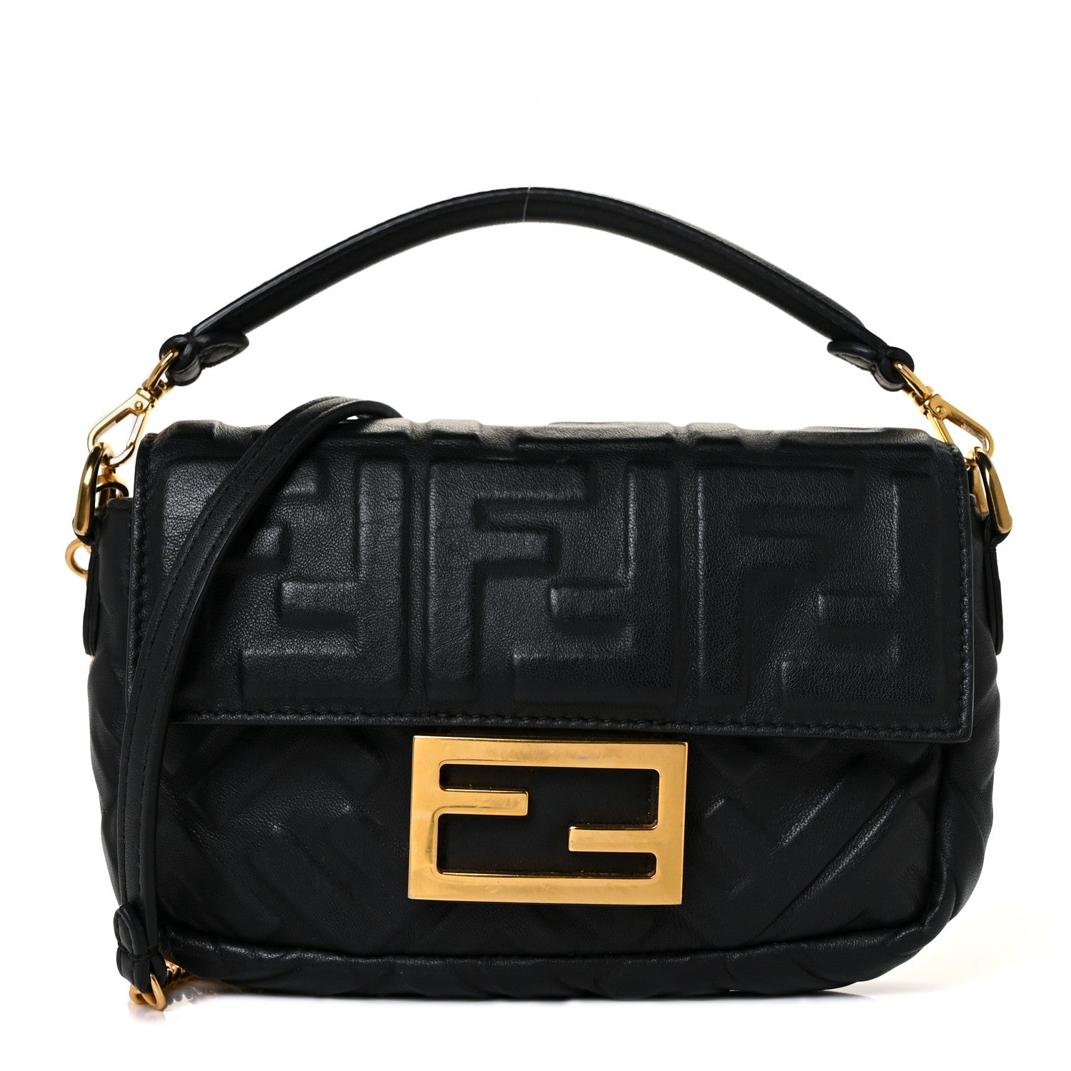 Fendi Nappa FF 1974 Embossed Mini Baguette Black 1 of 8