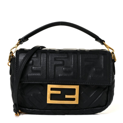 Fendi Nappa FF 1974 Embossed Mini Baguette Black 1 of 8