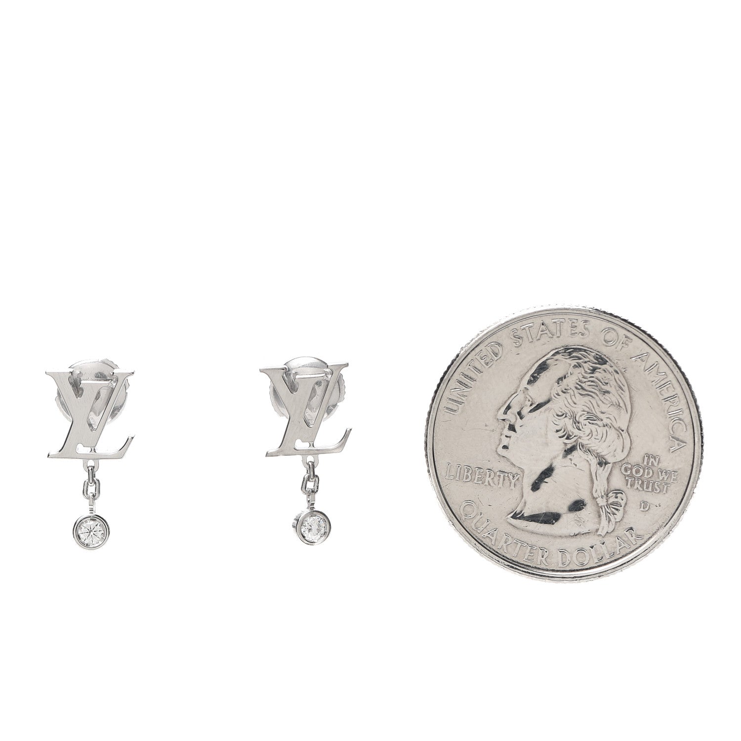 Louis Vuitton 18K White Gold Diamond Idylle Blossom LV Stud Earrings 2 of 4