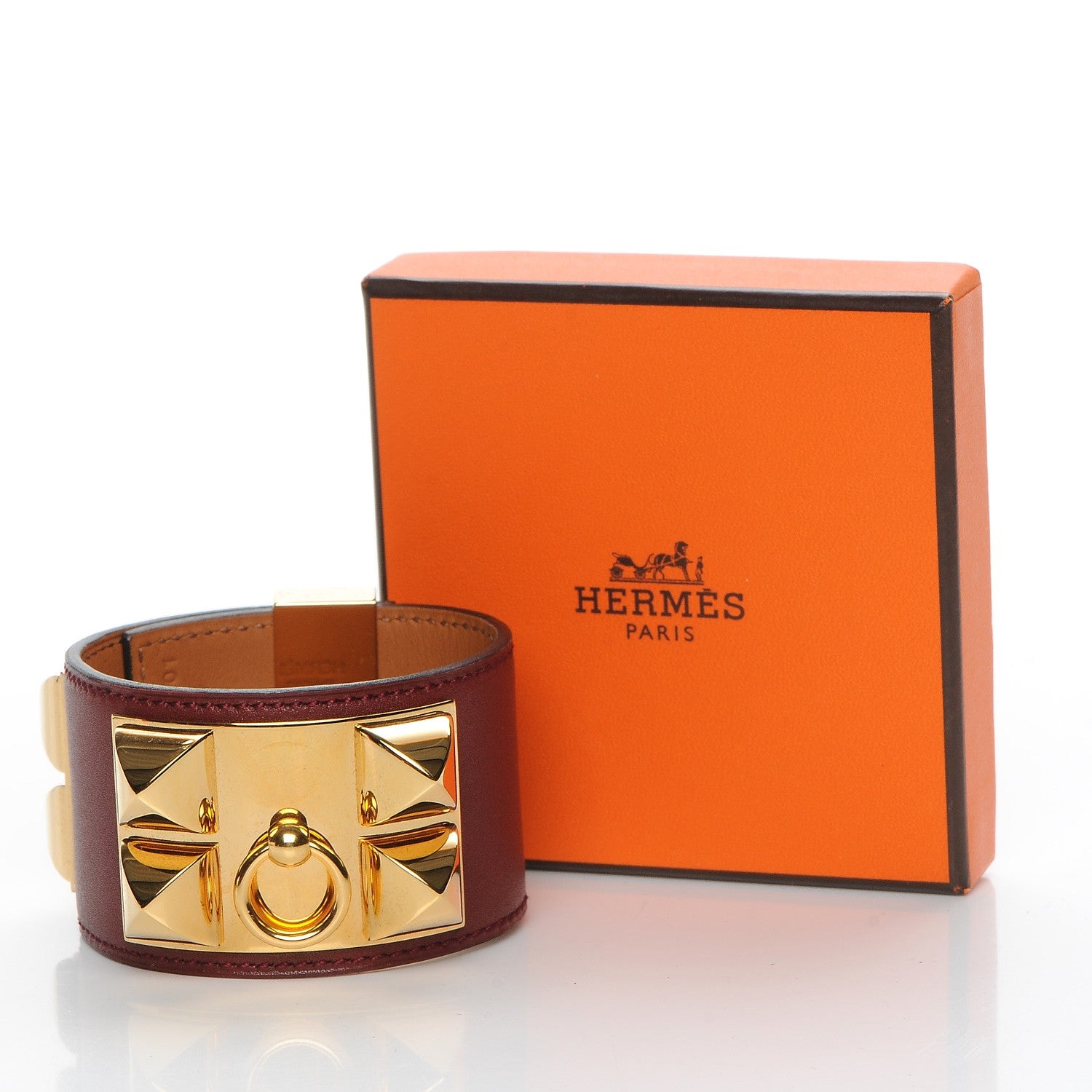 Hermes Tadelakt Collier De Chien CDC Bracelet S Rouge H 9 of 9
