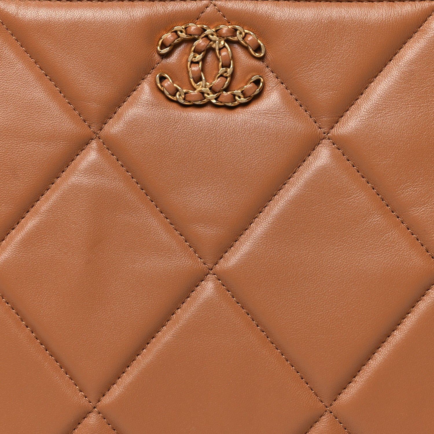 Chanel Goatskin Quilted Large Chanel 19 Pouch Brown 8 of 10