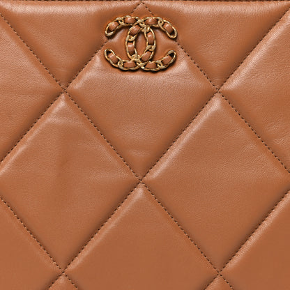 Chanel Goatskin Quilted Large Chanel 19 Pouch Brown 8 of 10