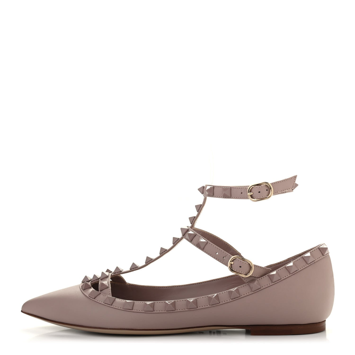 Valentino Garavani Nappa Rockstud Cage Ballerina Flats 39 Poudre 1 of 8