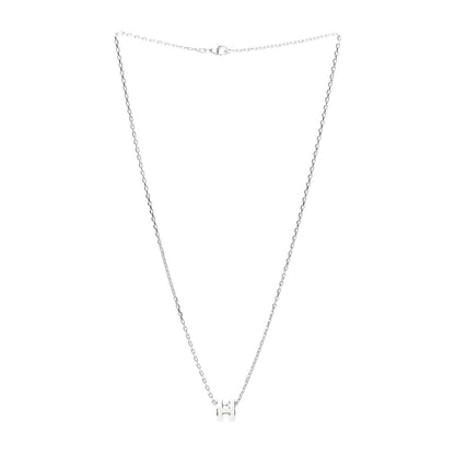 Hermes Lacquered Palladium Mini Pop H Pendant Necklace White 3 of 4