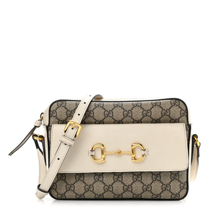 Gucci GG Supreme Monogram Small Horsebit 1955 Shoulder Bag Beige Mystic White 1 of 19