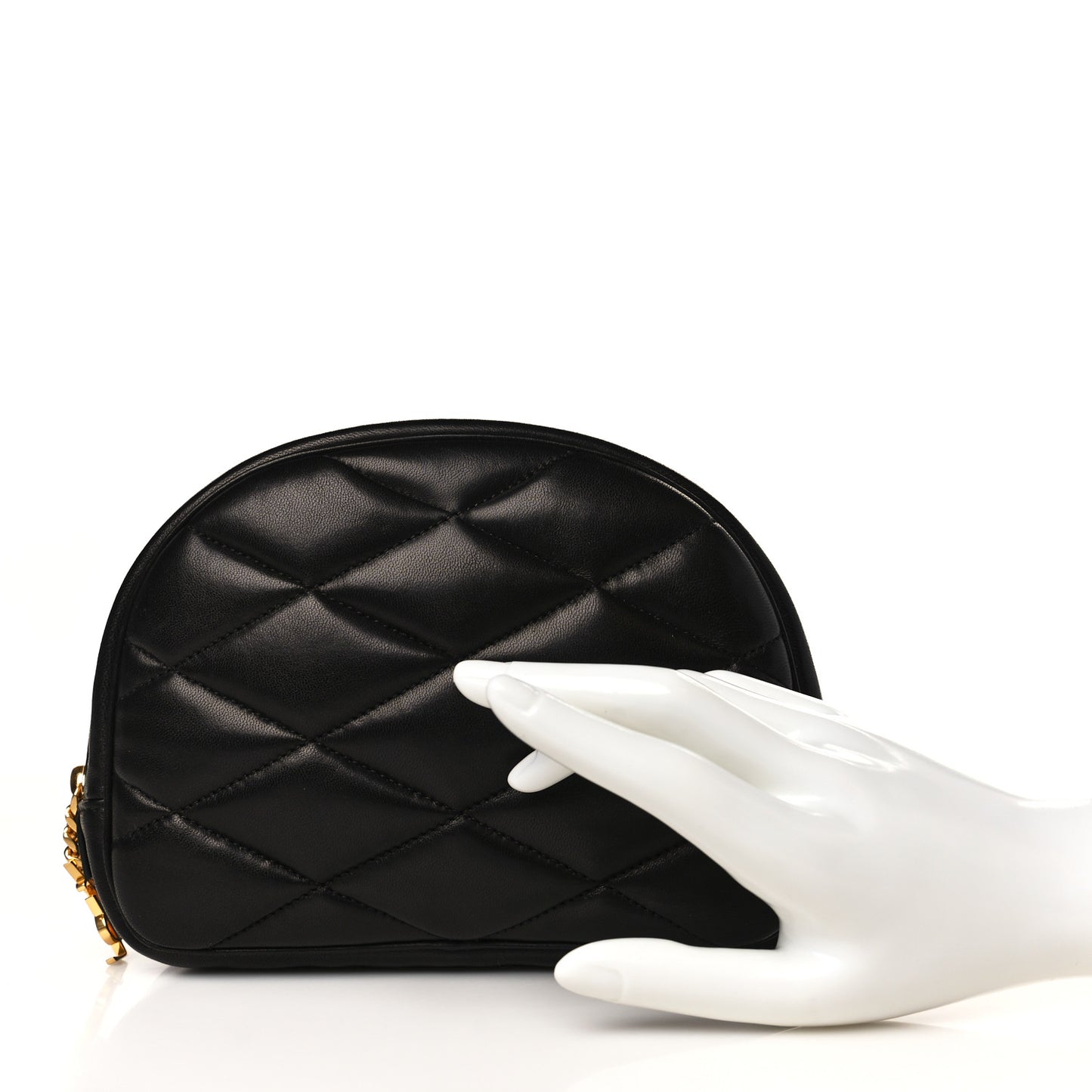 Lambskin Quilted Lolita Cosmetic Pouch Black