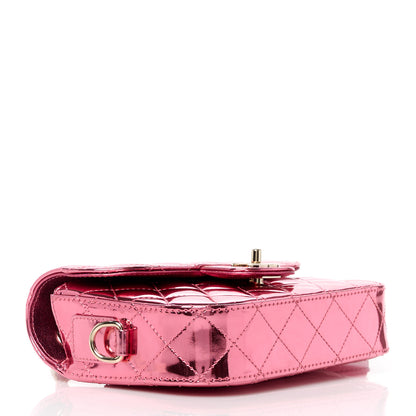Chanel Mirror Calfskin Metallic Lambskin Quilted Hollywood Boulevard Mini Flap With Star Coin Purse Pink 4 of 12