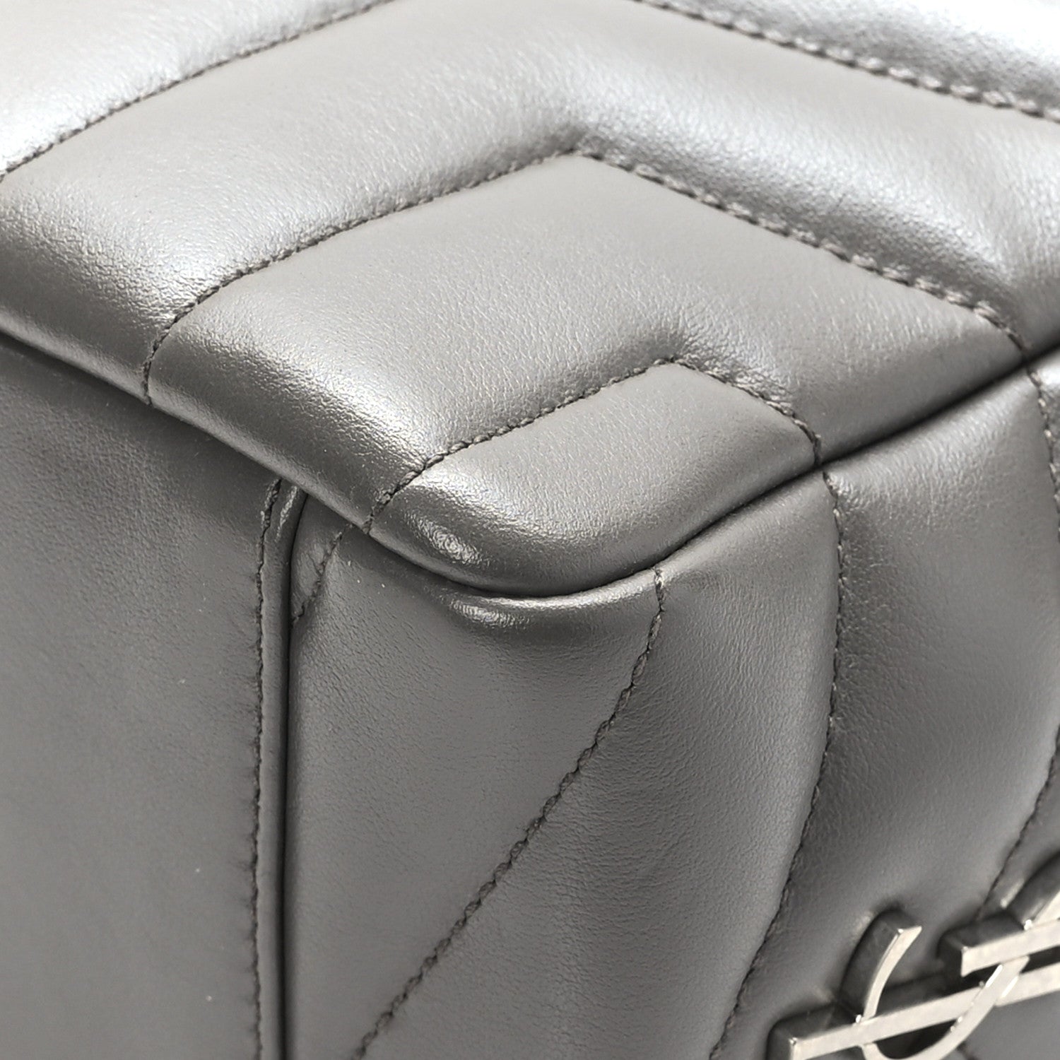 Saint Laurent Calfskin Y Quilted Monogram Small Loulou Bowling Bag Earth 8 of 10