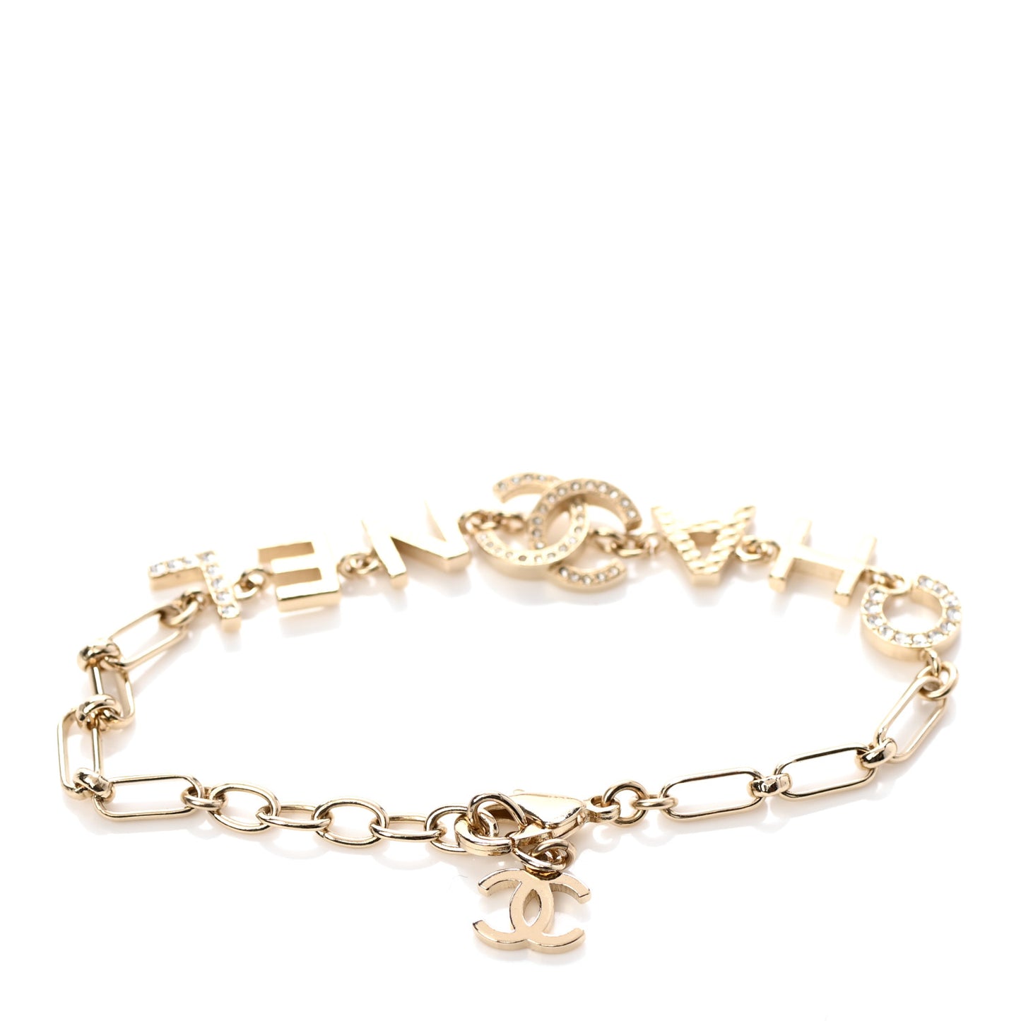 Metal Logo CC Chain Bracelet Gold