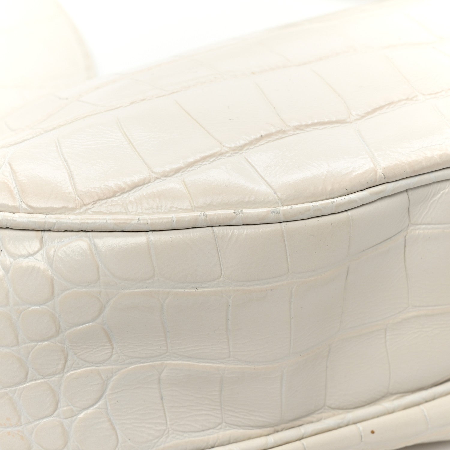 Balenciaga Extra Supple Calfskin Crocodile Embossed Le Cagole Shoulder Bag XS White 14 of 16