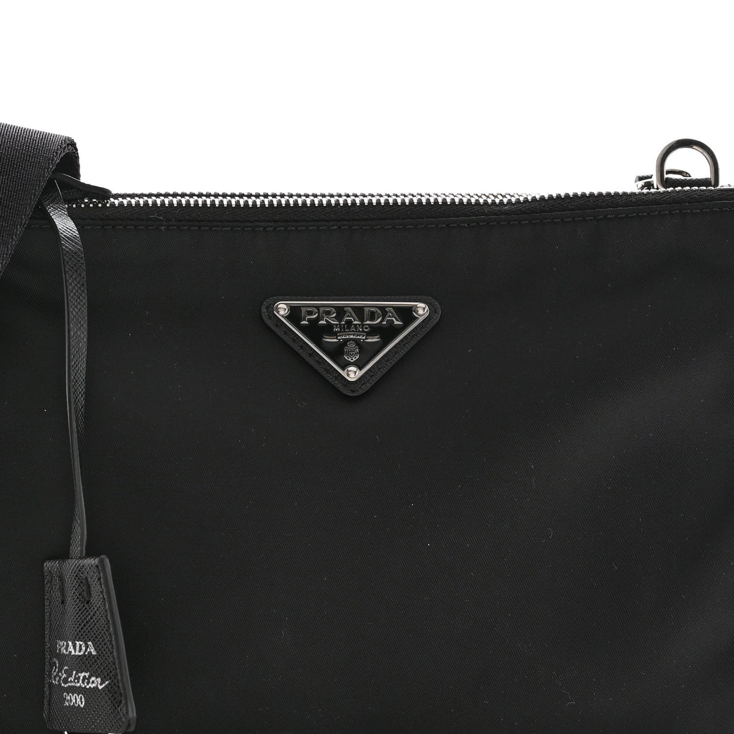 Re-Nylon Saffiano Re-Edition 2000 Double Zip Crossbody Bag Black