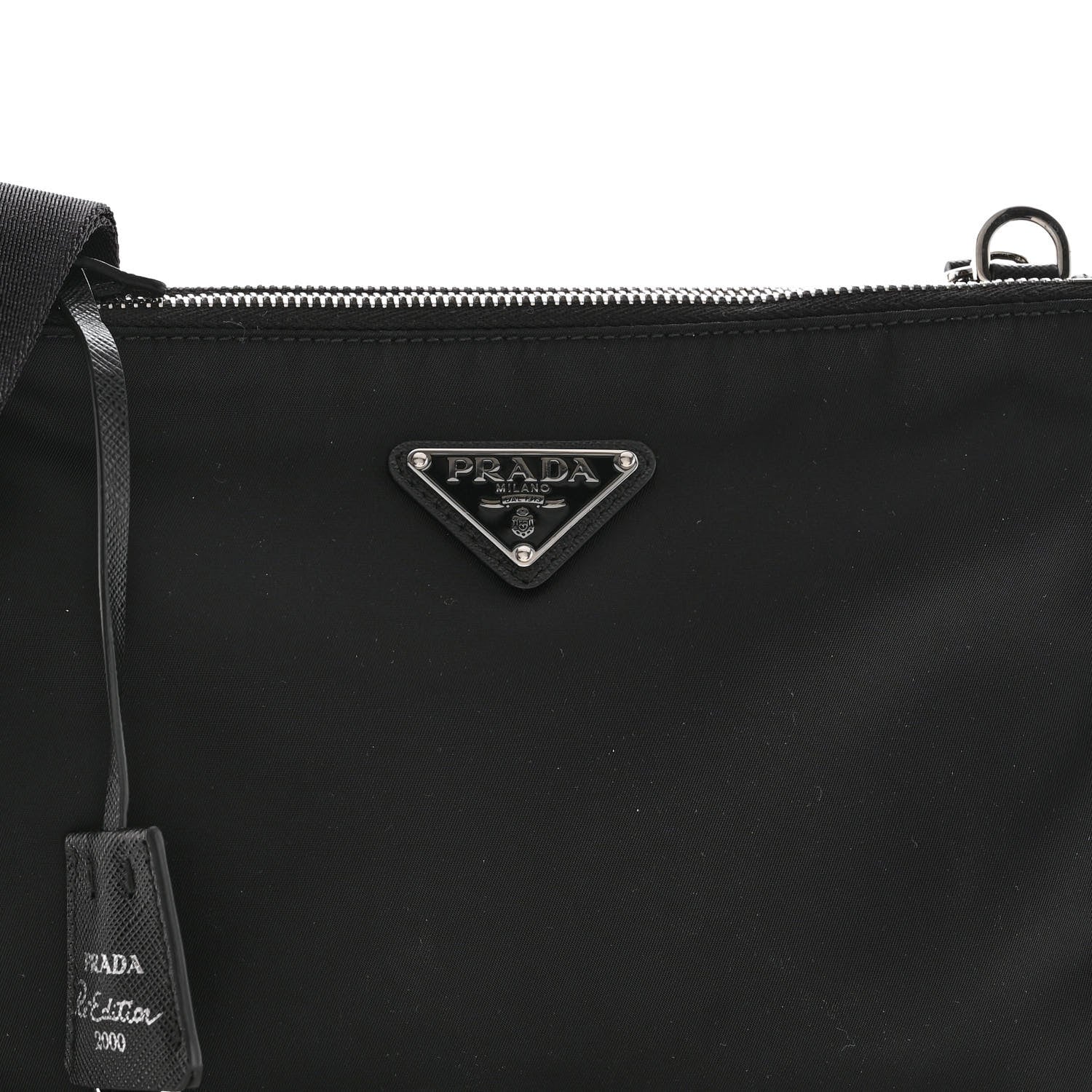 Prada Re-Nylon Saffiano Re-Edition 2000 Double Zip Crossbody Bag Black 8 of 10