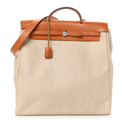 Hermes Toile Vache Calfskin Herbag 39 MM Natural 1 of 15