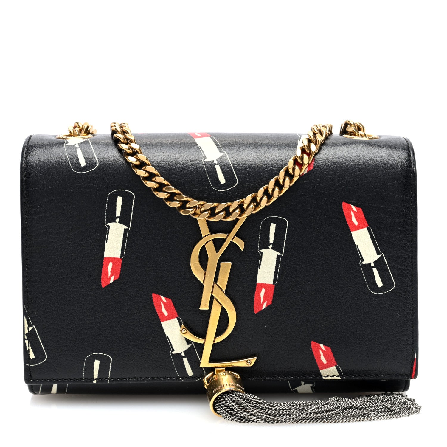 Saint Laurent Calfskin Lipstick Print Small Classic Monogram Kate Tassel Satchel Black 1 of 9