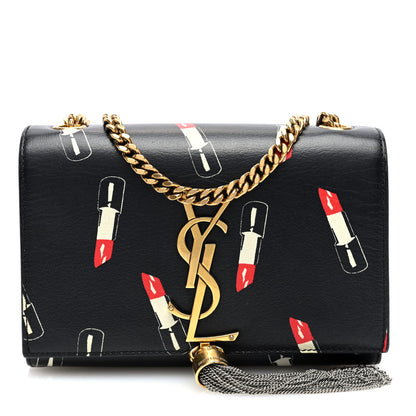 Saint Laurent Calfskin Lipstick Print Small Classic Monogram Kate Tassel Satchel Black 1 of 9