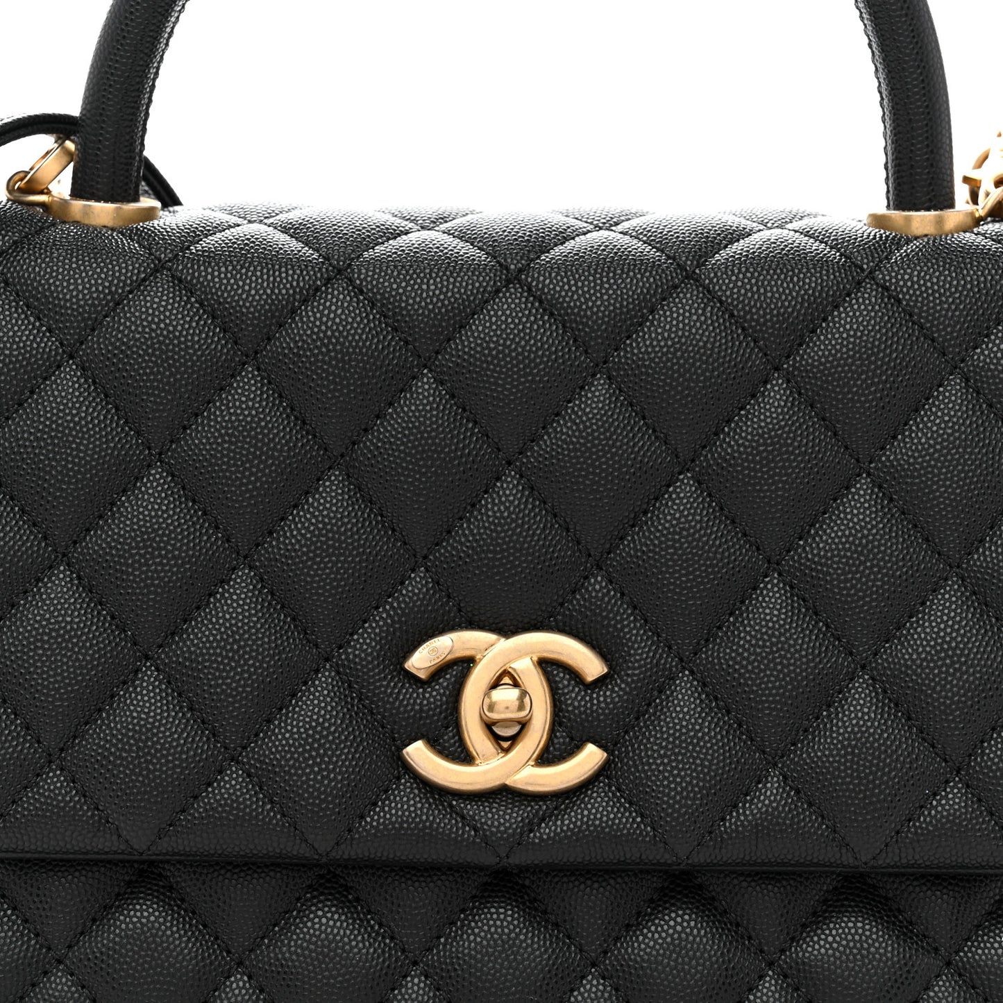 Caviar Quilted Small Coco Handle Flap Black