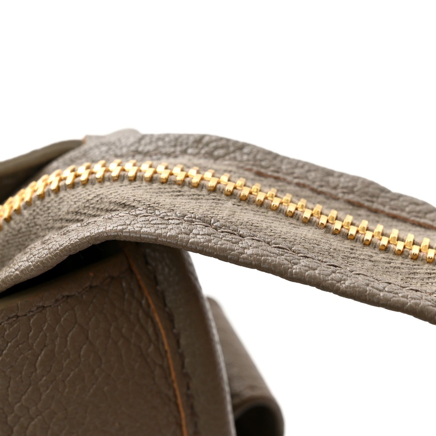 Chevre Gold Metallic Edge Hardware City Gris Taupe