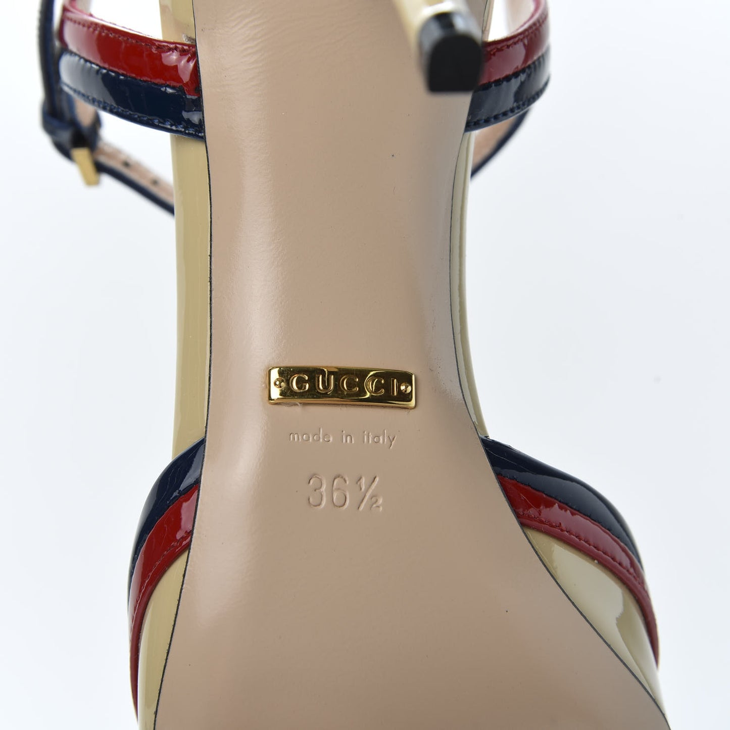 Patent Millie Ankle Strap Sandals 36.5 Red Blue Agata Sandstorm