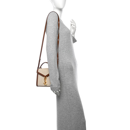 Saint Laurent Canvas Calfskin Mini Classic Monogram Cassandra Top Handle Tan Natural 2 of 12