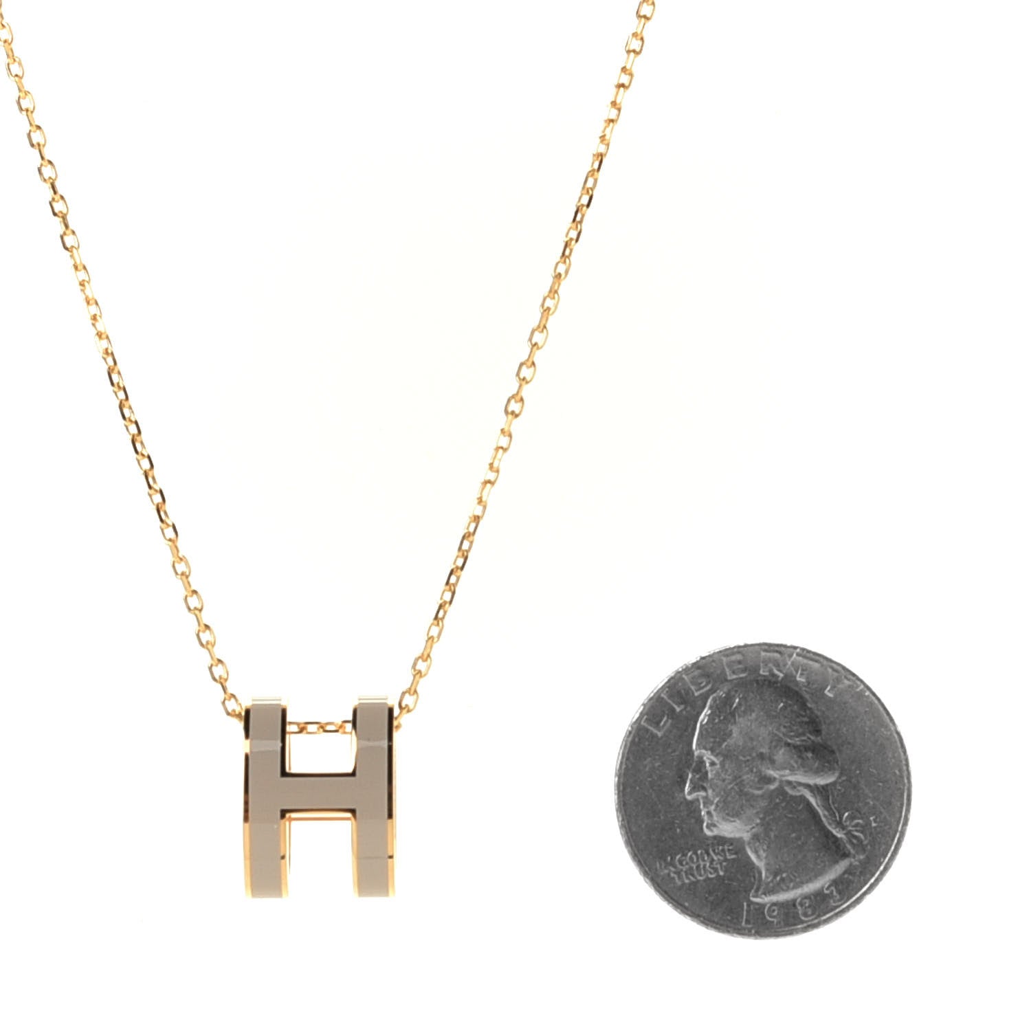 Hermes Lacquered Gold Pop H Pendant Necklace Marron Glace 5 of 11