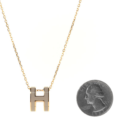 Hermes Lacquered Gold Pop H Pendant Necklace Marron Glace 5 of 11