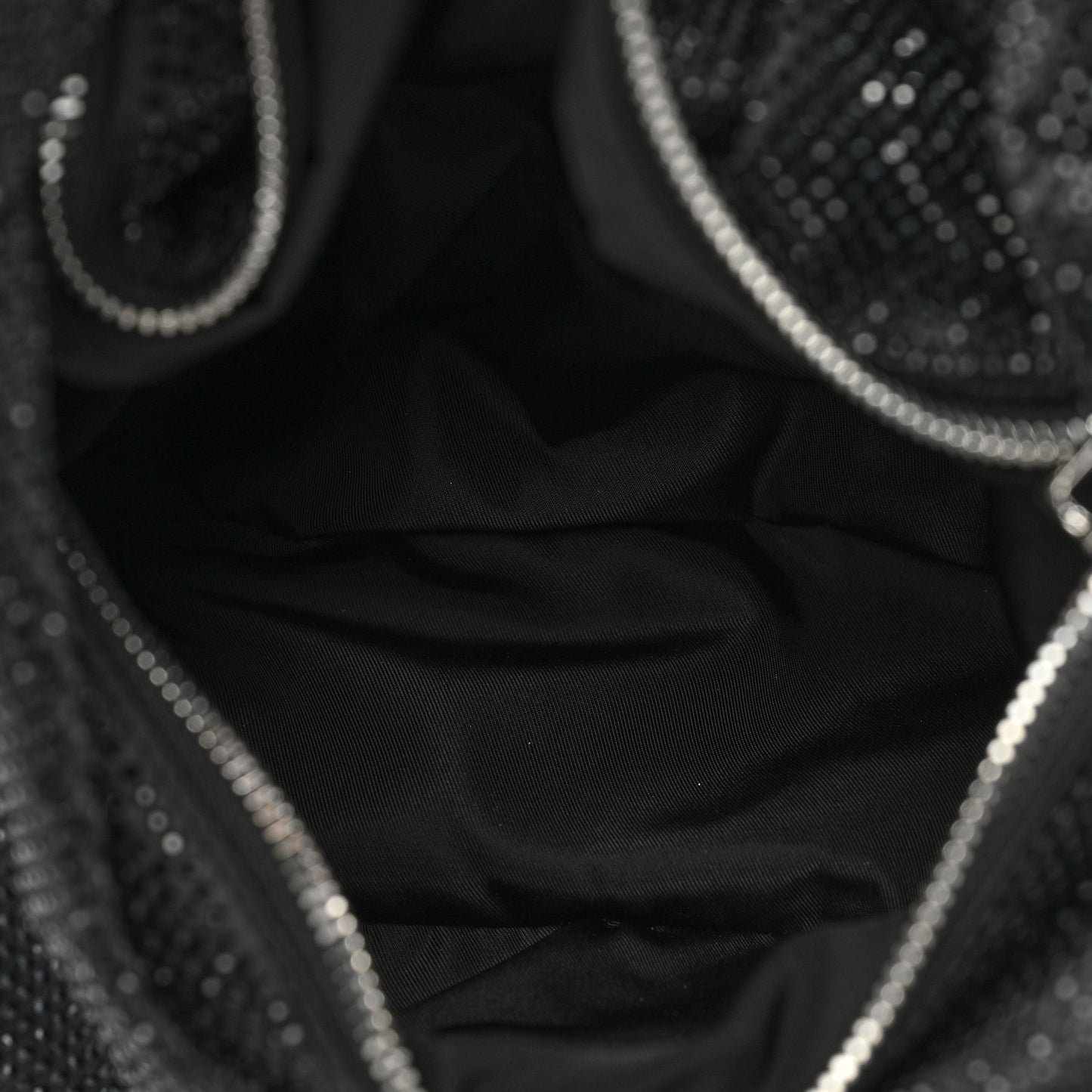 Mesh Crystal Rhinestone 5 Pocket Mini Hobo Black